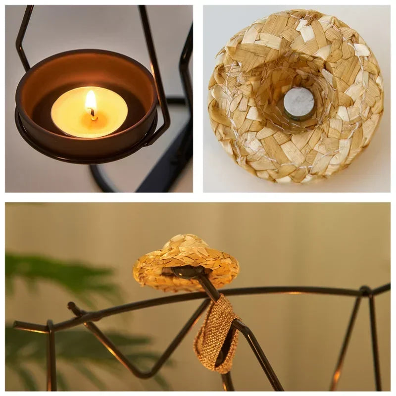 Rustic Candleholder Figurines – Romantic Centerpiece for Dining & Living Room Decor